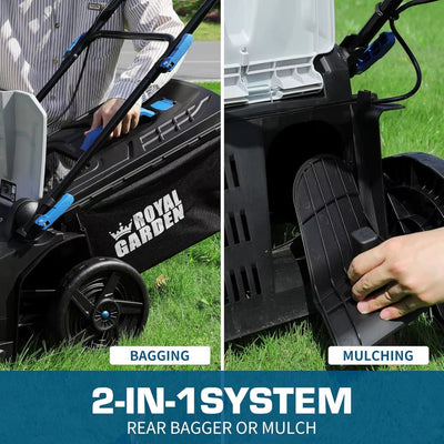 ROYAL GARDEN Electric 40V 17 Inch Cordless Lawn Mower Walk behind Brushless Push Mower 6-Height Adjust Portable & Lightweight 2