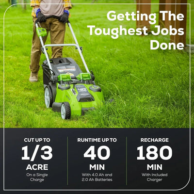 40V 20" Twin Blade Mower, 4.0Ah + 2.0Ah Battery