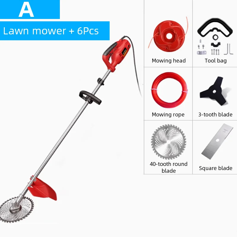 220V Electric Lawn Mower Multi-Function Lawn Trimmer Weeder High Branch Saw Pruning Shears Suitable for Home Garden Use