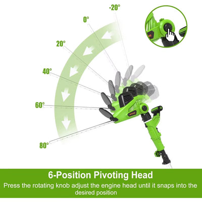 2 in 1 Electric Pole Hedge Trimmer, Power Hedge Trimmer with 18 Inch Dual-Action Laser Cut & Adjustable Cutting Head, 4.8Amp, 6