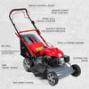Lawn Mower, 20-Inch Self Propelled Gas Lawn Mower, 173Cc Gas Engine Push Mower with 60L Grass Tank, 7 Height Adjustment, Mulchin